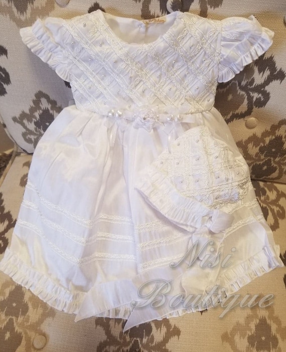White Ivory Lace Long Christening Dress For Baby-Girls Baptism Day