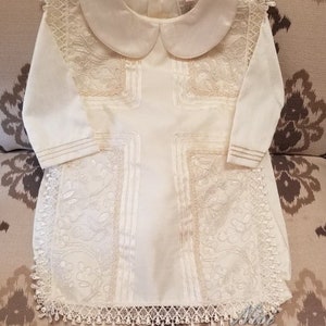 Baby Boy Christening Shantung Outfit, Ivory Blessing or Baptism Outfit, For a Special Moment