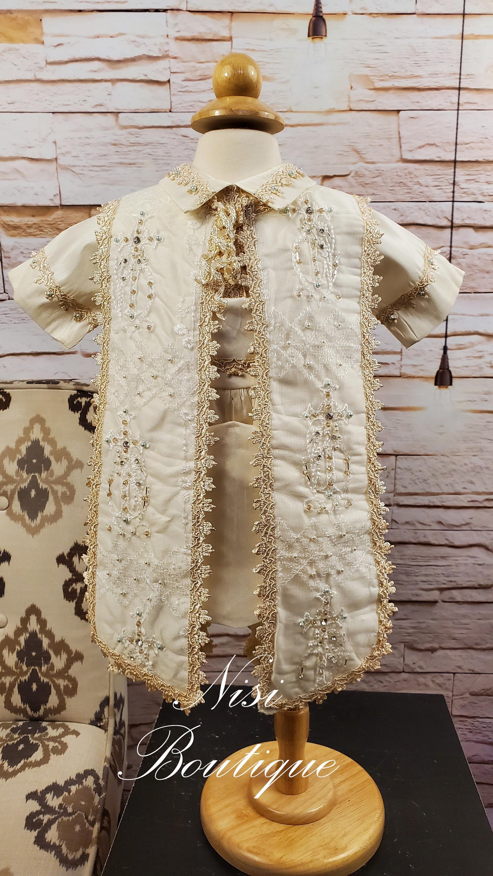 Baby Boy Christening Outfit, Ivory Blessing or Baptism Outfit, Boy Baptism Outfit, Four Pieces, Traje Modelo Español de 4 piezas Color Ivory