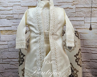 Baby Boy Christening Outfit Prince Model, Ivory Blessing or Baptism, Boy Baptism Outfit, Four Pieces Traje Modelo Español Color Blanco