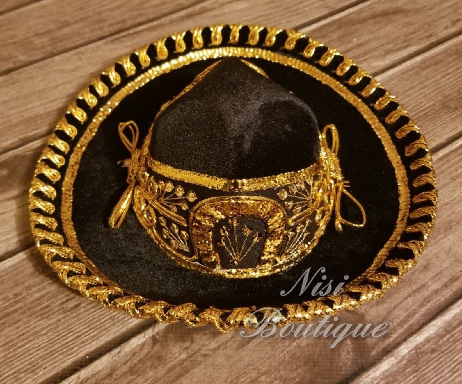 Adult Mexican Charro Hat Velvet Black/Gold 600212 main image 1