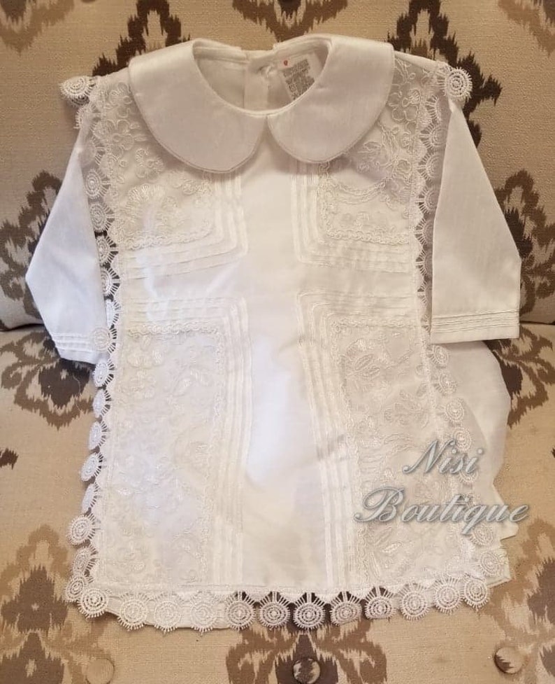 white blessing outfit baby boy