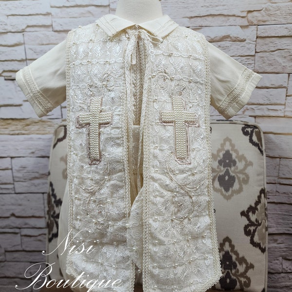 Baby Boy Christening Outfit, Ivory Blessing or Baptism Outfit, Boy Baptism Outfit, Four Pieces, Traje Modelo Español de 4 piezas Color Ivory