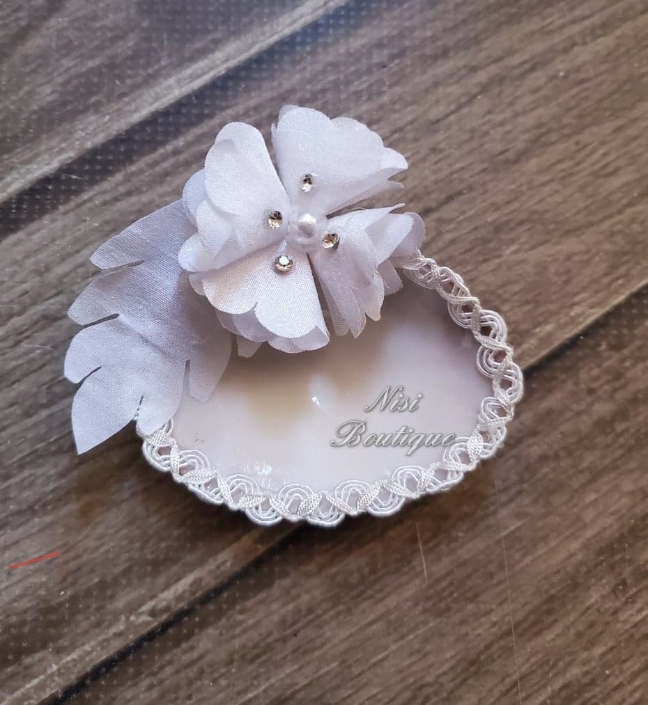 Unisex White Flower Icon Applique Spanish Version Baptism Candle Set main image 0
