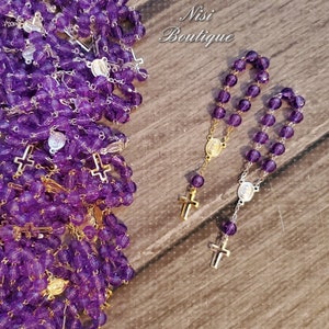 96 Mini Rosari Bomboniere Oro Viola o Argento Viola, Battesimo, Prima Comunione, Cresima, Bomboniere per tutte le occasioni, Misterios