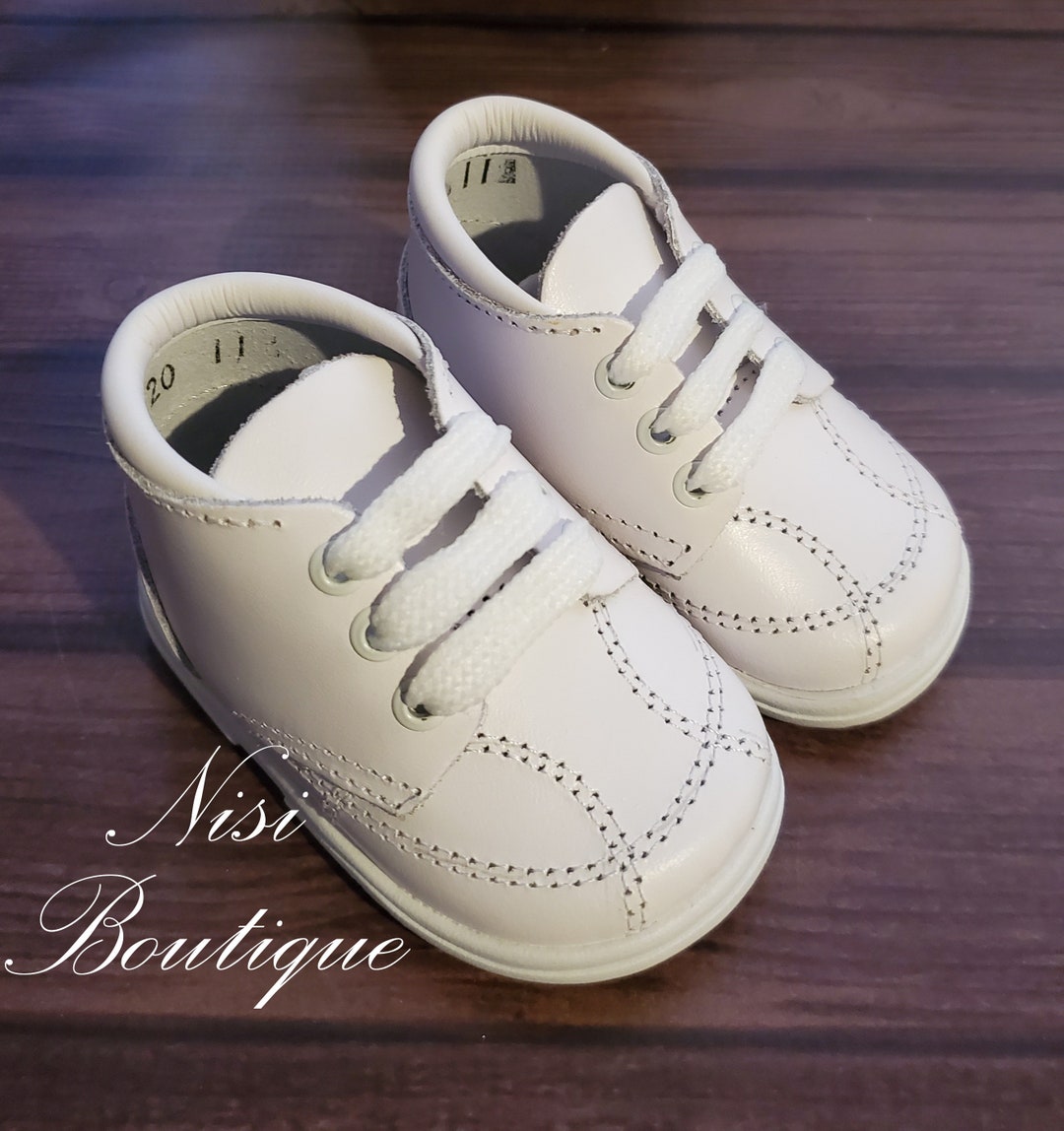 Beautiful Baptism or Any Occasion Baby Boy Shoes, White Christening Boy