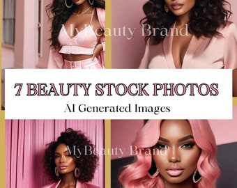 Business Beauty Stock Images for Business Branding, Hair and Beauty Stock Photos, AI Photography , Pink