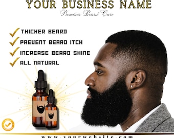 Beard Oil Template, Beard Grooming Flyer, Social Media Template, DIY Premade Template, Canva, Oil Products, Mens Grooming, Beard Gang