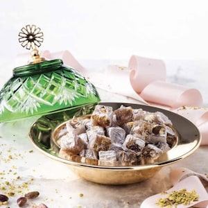 Divan Double Roasted Pistachio, pomegranate Flavor, Rose&Lemon Turkish Delight, Turkish Sweets 140-250gram, Eid Mubarak Gift