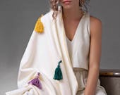 Luxurious Pom pom blanket I Minky blanket I Throw Blanket Bohemian Throw Blanket Turkish Throw Fleece Blanket Tassel Throw