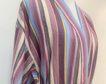 Pure Turkish cotton kimono robe, pink, purple striped Peshtemal robe, cotton robe, spa robe,/, GiftGift