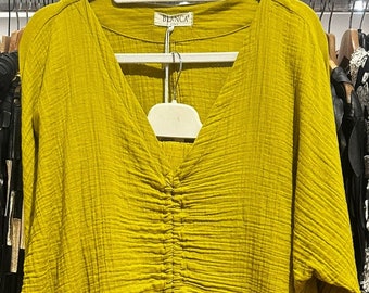 Hayat cotton crop top -pant set for Summer, cotton muslin blouse , summer  top, muslin pant
