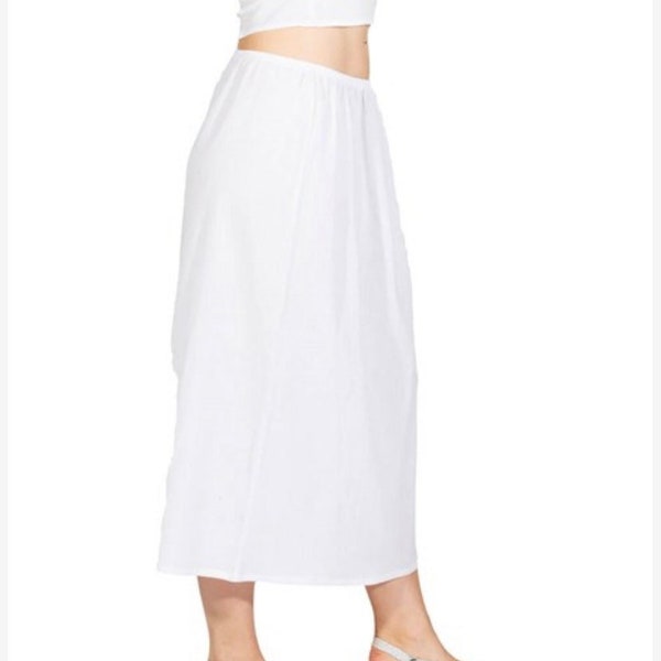 Algodón orgánico maxi medio vestido Slip, blanco, algodón de gasa negra debajo de la prenda Mujeres medio maxi vestido liner, regalo pequeño a 3xgrande