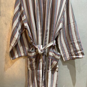 Aydin Pure Turkish cotton striped bathrobe, Peshtemal unisex cotton robe, spa robe, kimono robe, unisex robe, dressing gown, image 10