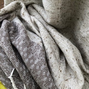 Beige Linen Turkish Peshtemal Towel,  Handwoven Beige Turkish towel / Gift/