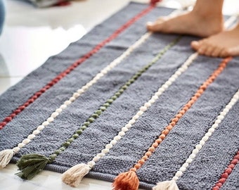 Tassel bath mat, Organic Turkish cotton bath mat (80cm/50cm)Mother's Day Gift