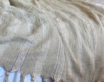 100% Linen Turkish Throw – Hand Loomed, Natural & Lightweight, Breathable, Handwoven Throw, Beige summer blanket, Gift for her, him, 67x51”