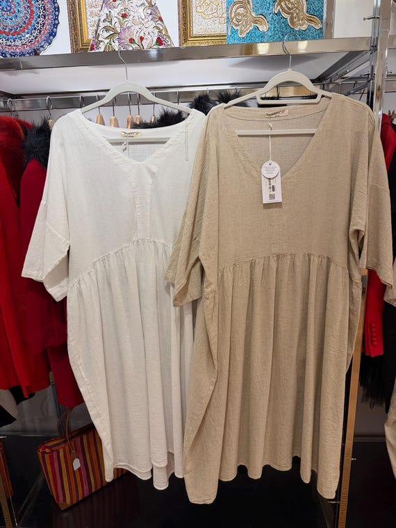 Vneck High quality linen dress , natural linen dress, oversized linen dress, linen plus size dress, Gift, GiftGift