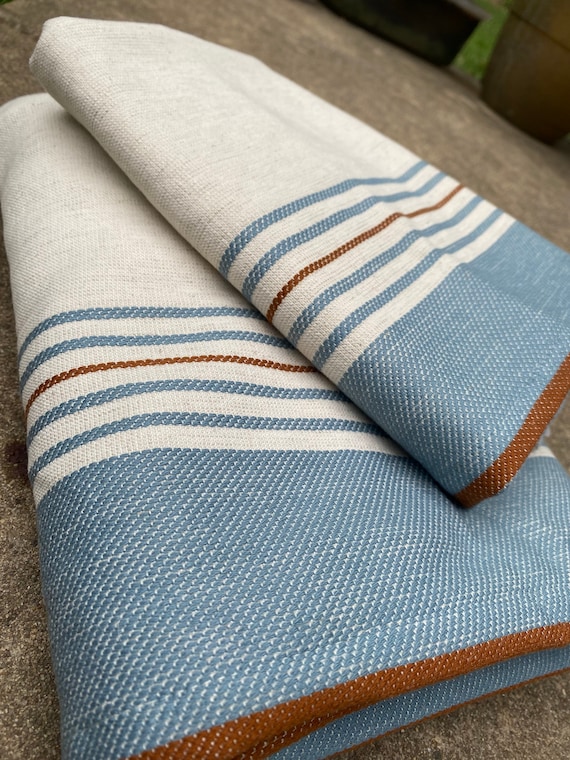 American Soft Linen Washcloth Set 100% Turkish Cotton 4 Piece Face Hand Towels for Bathroom and Kitchen - Sky Blue