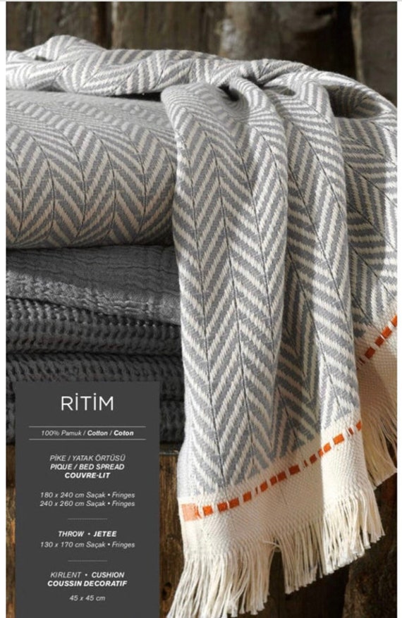 Turkish Cotton Blanket Cal.king King Queen Twin Throw Etsy