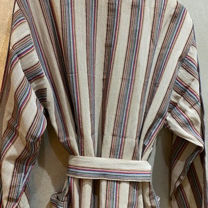 Aydin Pure Turkish cotton striped bathrobe, Peshtemal unisex cotton robe, spa robe, kimono robe, unisex robe, dressing gown, image 5