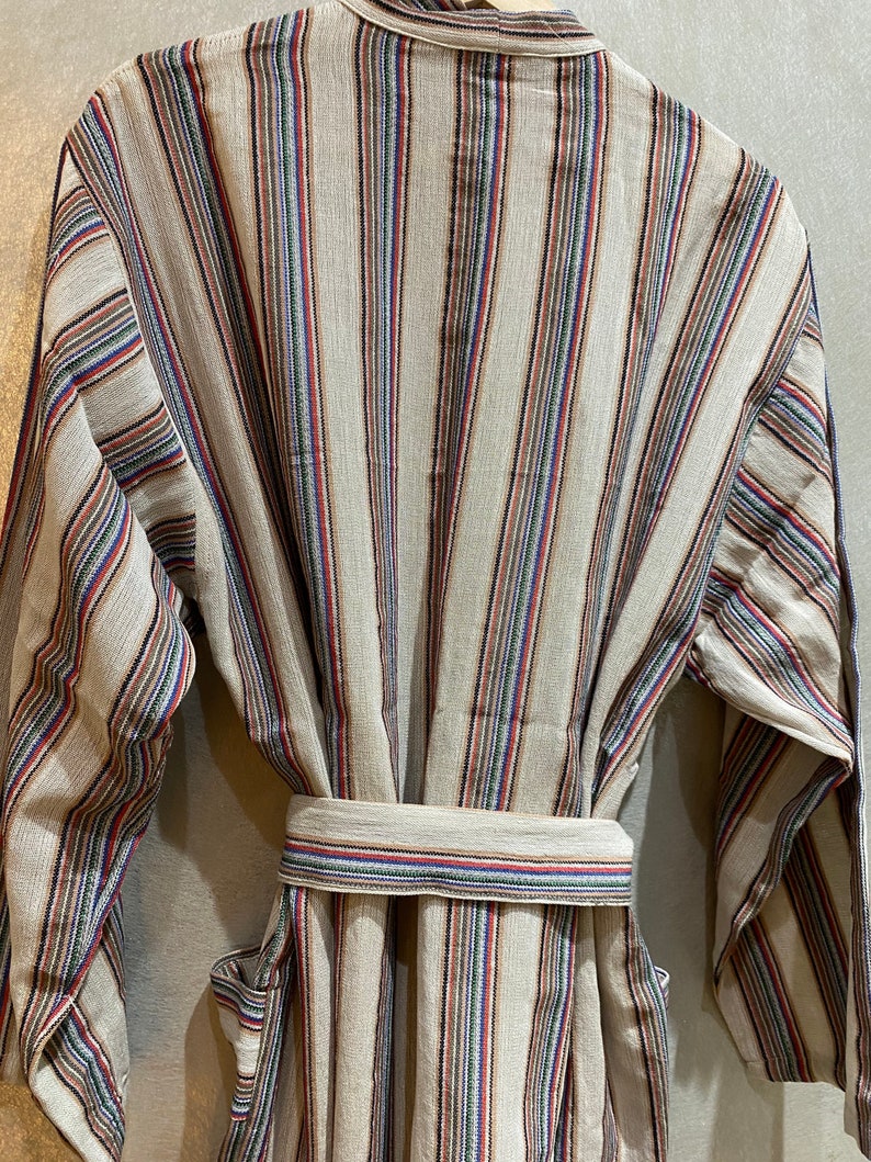 Aydin Pure Turkish cotton striped bathrobe, Peshtemal unisex cotton robe, spa robe, kimono robe, unisex robe, dressing gown, image 5