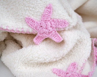 Manta de bebé Minky con estrellas rosas, manta de felpa polar para cochecito (35 x 44), regalo para el Día de la Madre