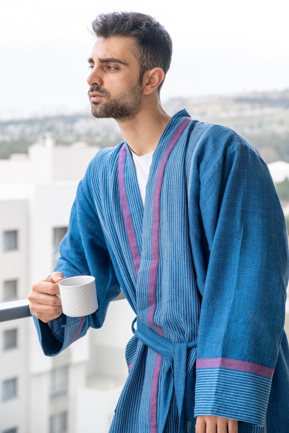 Navy Turkish Cotton Robe, Navy on Red Striped Peshtemal Bathrobe, Cotton  Robe, Spa Robe, Kimono Robe, Gift - Etsy