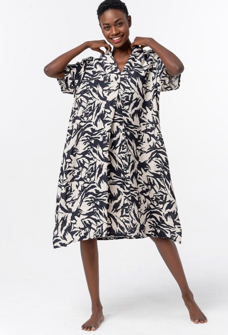 Vneck High Quality Linen Dress Natural Linen Dress Etsy