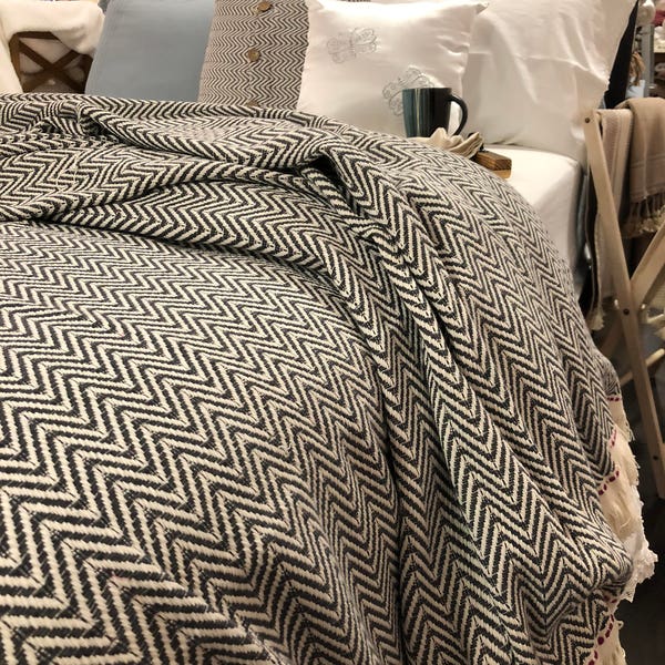 Organic Turkish Cotton Duvet Cover, Chevron Blanket, Luxury Bedding, Mothers Day GiftMothers Day Gift