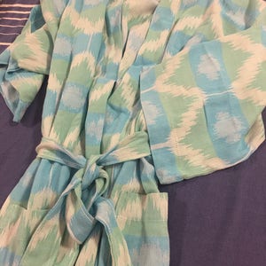 Turkish cotton bamboo blend Luxury woman turquoise kimano bathrobe wıth pocket/super soft like silk /peshtemal robe/beach/bath/spa/pool image 3