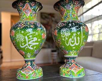 青緑と金の花瓶 青、緑、金色の瓶/花瓶、高さ7.5 cm - Etsy 日本