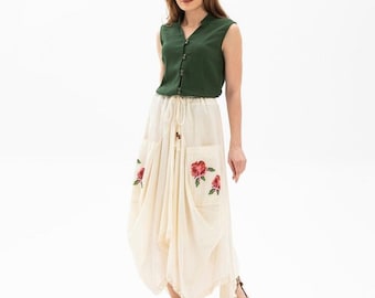 Colorful Turkish Cotton Gauze Boho Skirt, Gauze Summer Boho Skirt, gift for her