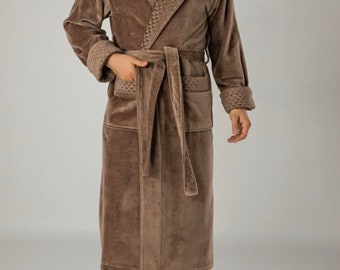 Luxurious Mens bathrobe hooded, Turkish Cotton Men Bathrobe, Luxury Men RobeMother's Day Gift