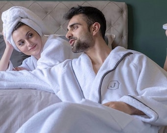 Turkish Cotton Luxury Robe Set(robe+towel+slippers), Personalized Gift Set, Made in Turkey, New Year Gift, GiftGift