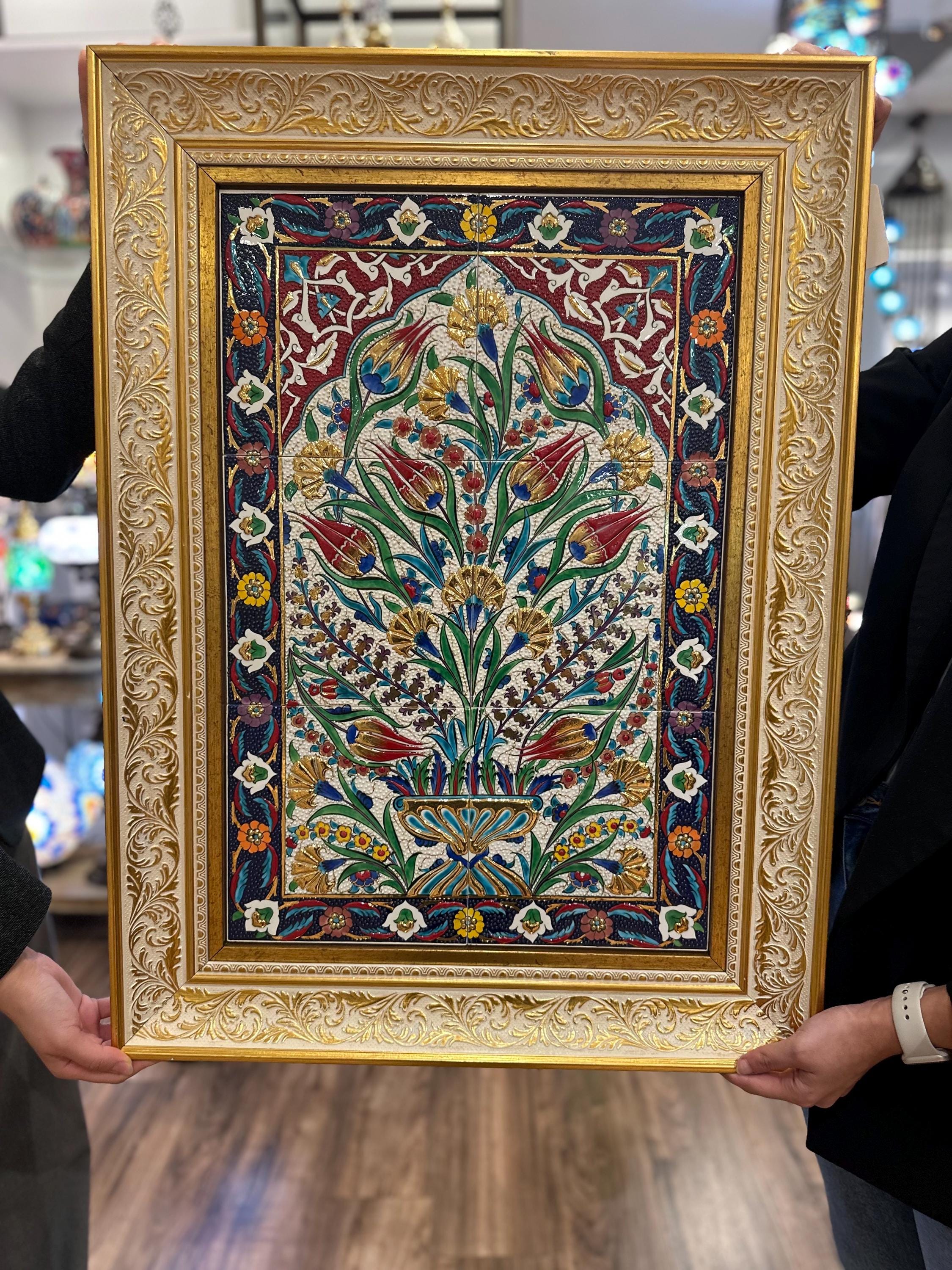 Turkish Style Frame Gold Large Frame, Tulip, Turkish Ceramic Hand Painted Frame (30”-23 ...