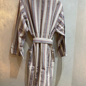 Aydin Pure Turkish cotton striped bathrobe, Peshtemal unisex cotton robe, spa robe, kimono robe, unisex robe, dressing gown, image 3