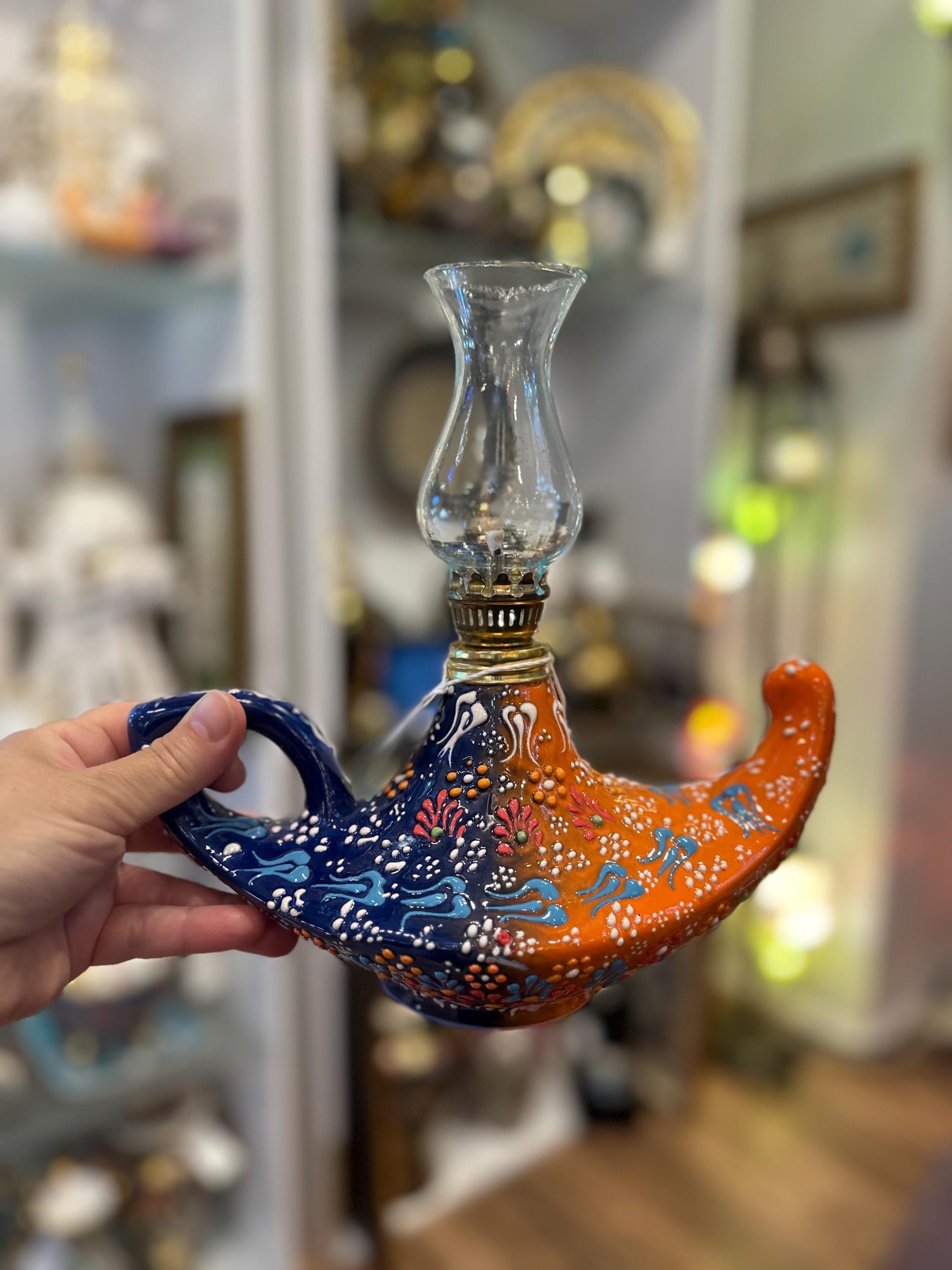 Aladdin Lamp, Gas Lamp, Authentic Hand Painted Ceramic Special