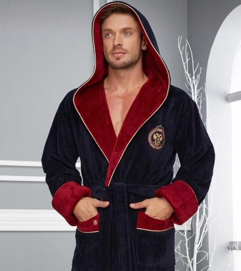 Accappatoio Uomo In Bambù E Cotone - Lungo Con Cappuccio, Tasche E Certificato Oeko-Tex - Foto 4