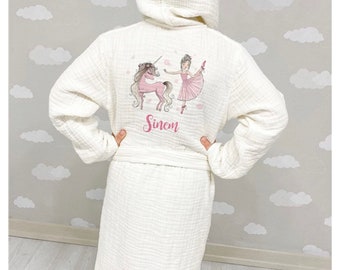 Children muslin robes personalized girls/ boys hooded robe, Kids/toddler robe,boys/girls hooded muslin cotton Kids M, toddler bathrobe,