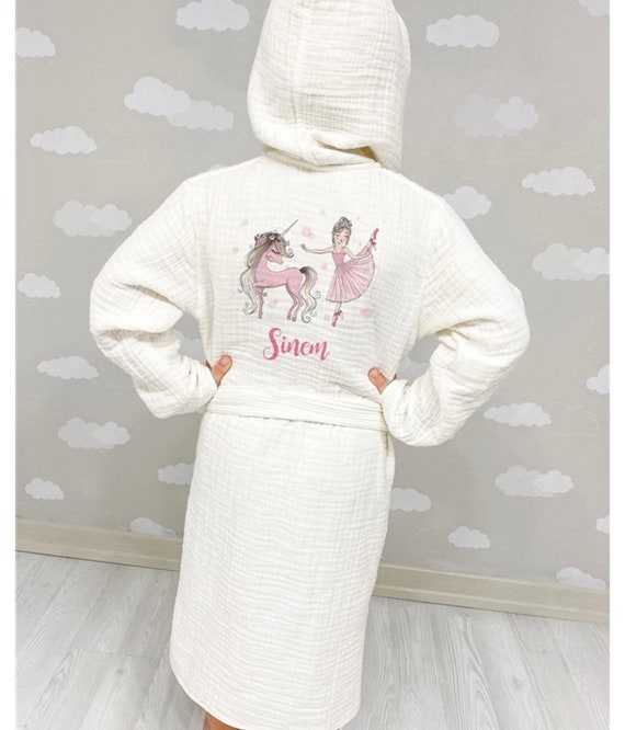 Kids 100% Combed Cotton Hooded Bathrobe Children Terry Towelling Bath Robe  Gown | eBay