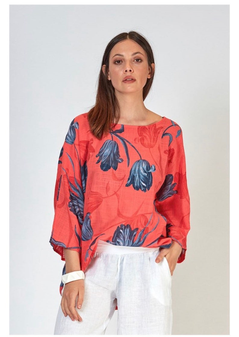Red pure gauze cotton Shirt for Summerred gauze blouse boho | Etsy