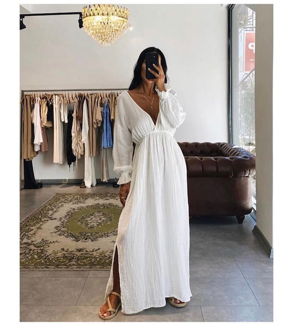 Romantic Cotton Long Dress Casual Dress 