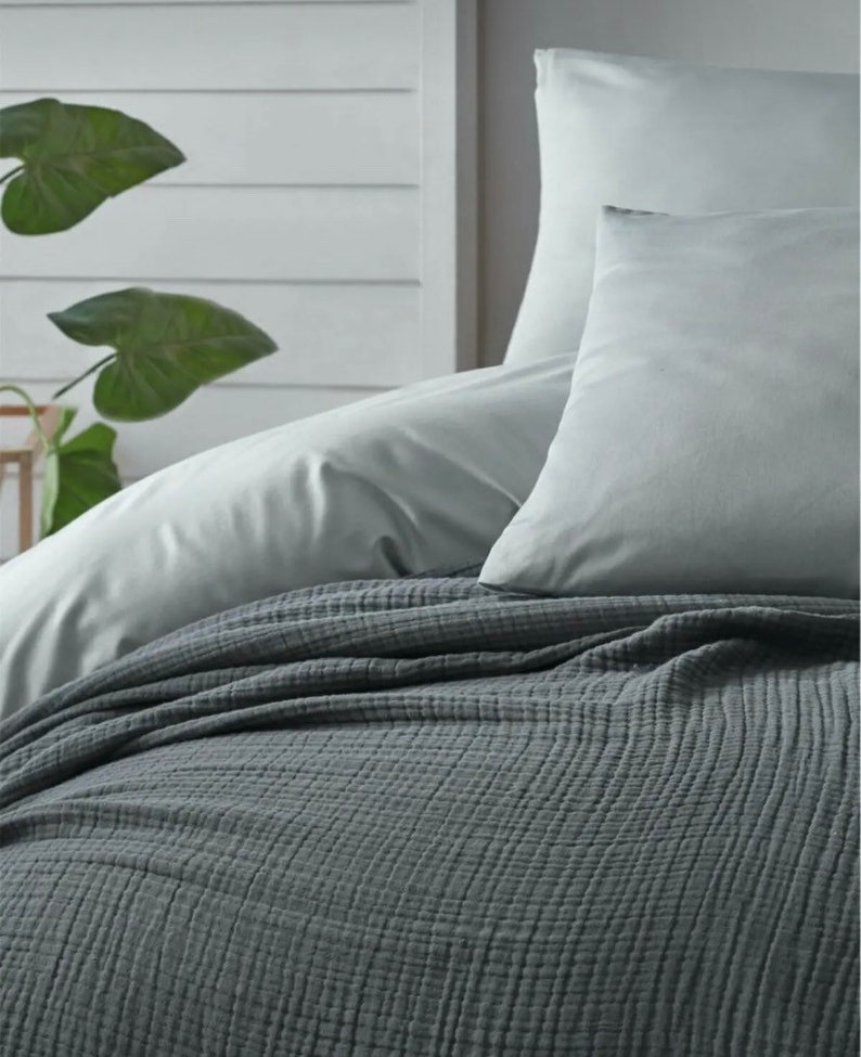 Cotton Muslin Duvet Set Super Soft Quilt Brick Redcotton Etsy