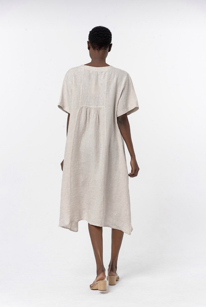 Vneck High Quality Linen Dress Natural Linen Dress Etsy