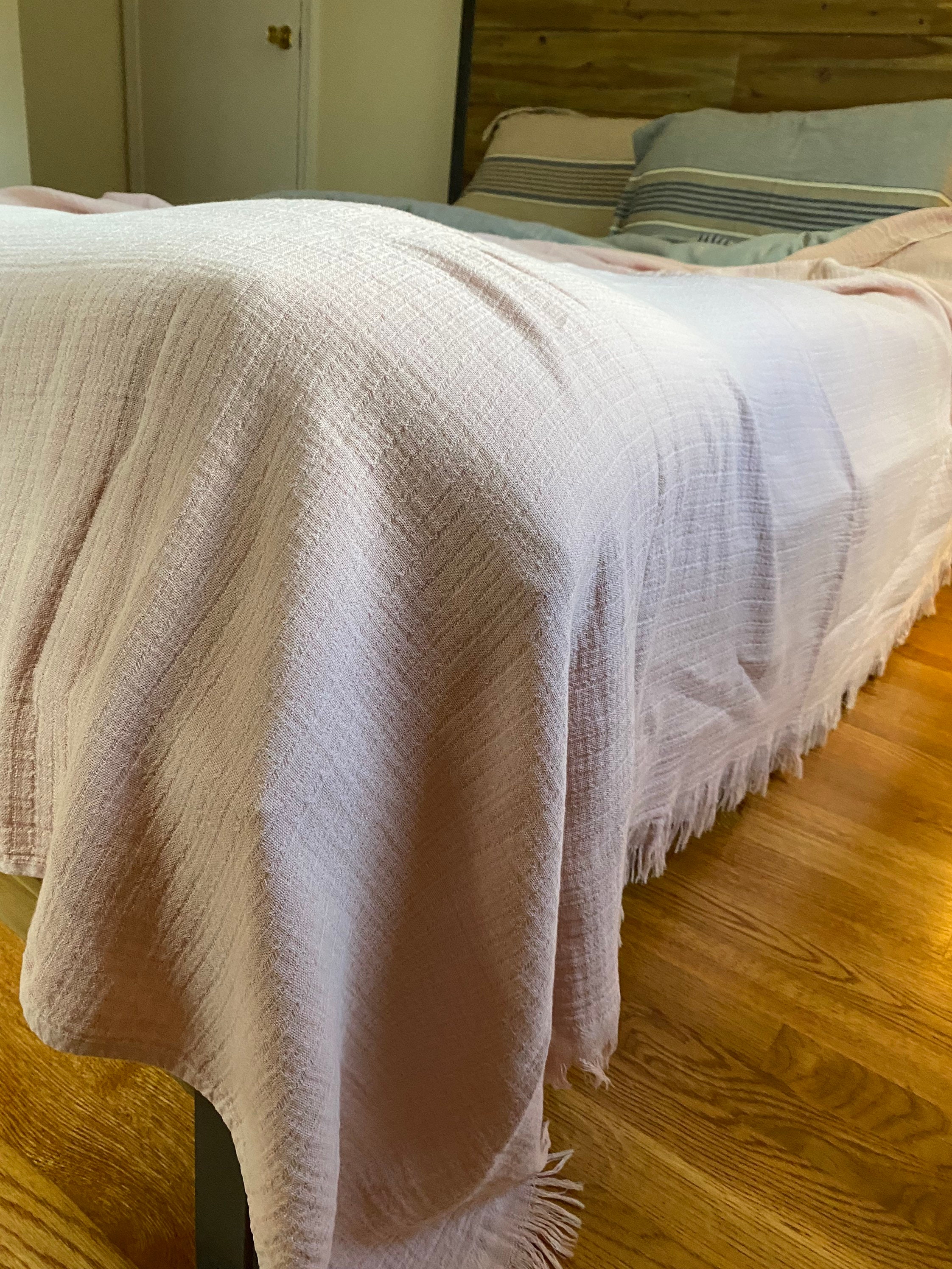 Queen Powder Pink Muslin Turkish Cotton Bedspread Coverlet Etsy