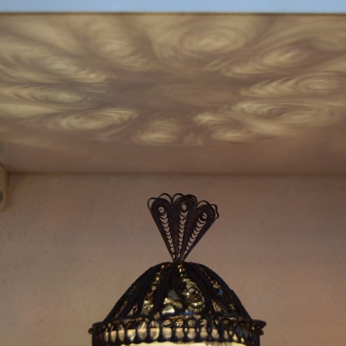 Turkish mosaic table lamp,vintage style shops Copper Filligree table Lamp,one of a kind turkish lamp,turkish table lamp / Gift