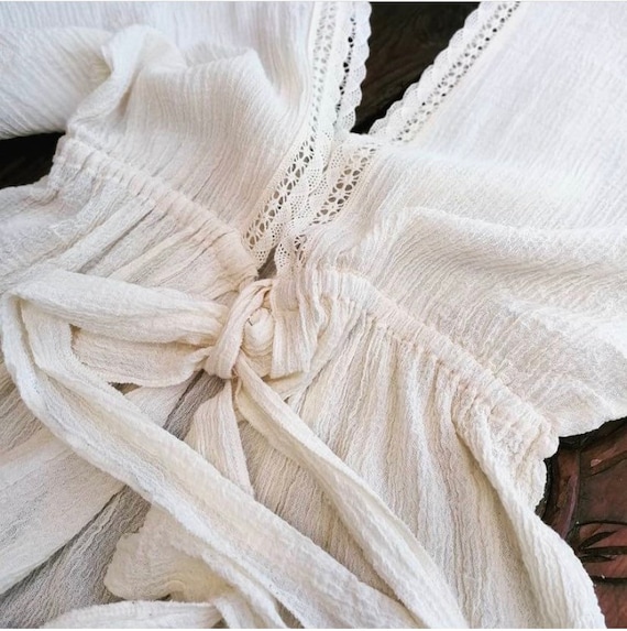 White dream cotton long kimono robe, gift for her, GiftGift