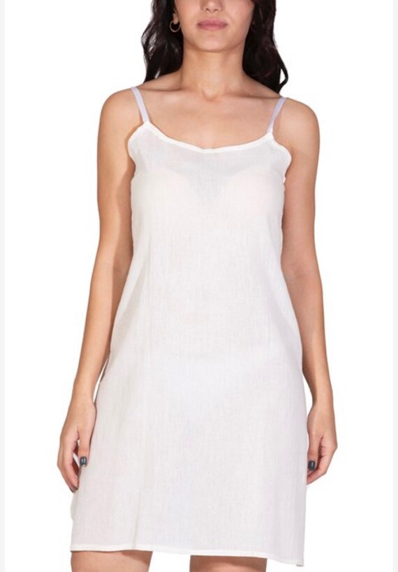 white cotton slip dress