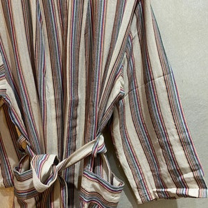 Aydin Pure Turkish cotton striped bathrobe, Peshtemal unisex cotton robe, spa robe, kimono robe, unisex robe, dressing gown, image 7